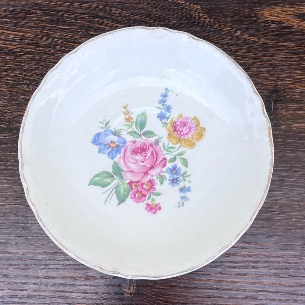 Scio Hazel Pottery Saucer 6 Inch 22k Gold Trim Vintage